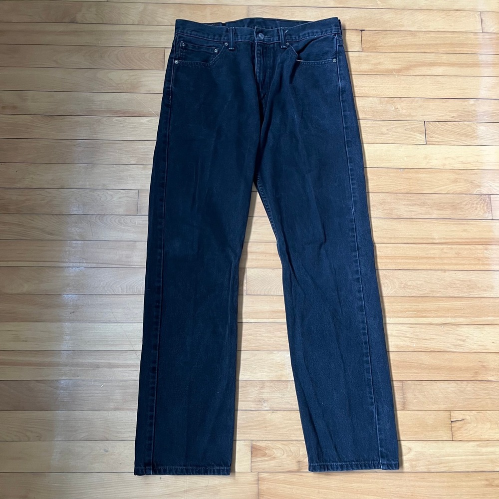 Levis 505 Regular Fit Mens Jeans Black Straight Leg Denim W36 L34 Actual 34x32